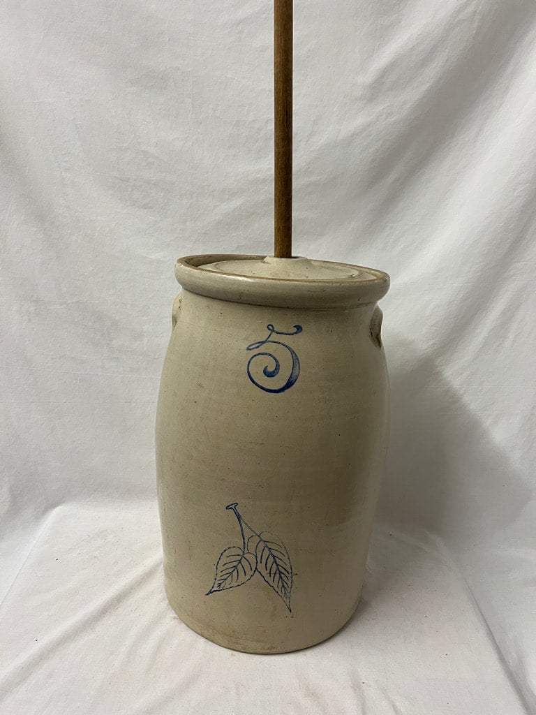 Antique Stonewear butter offers churn