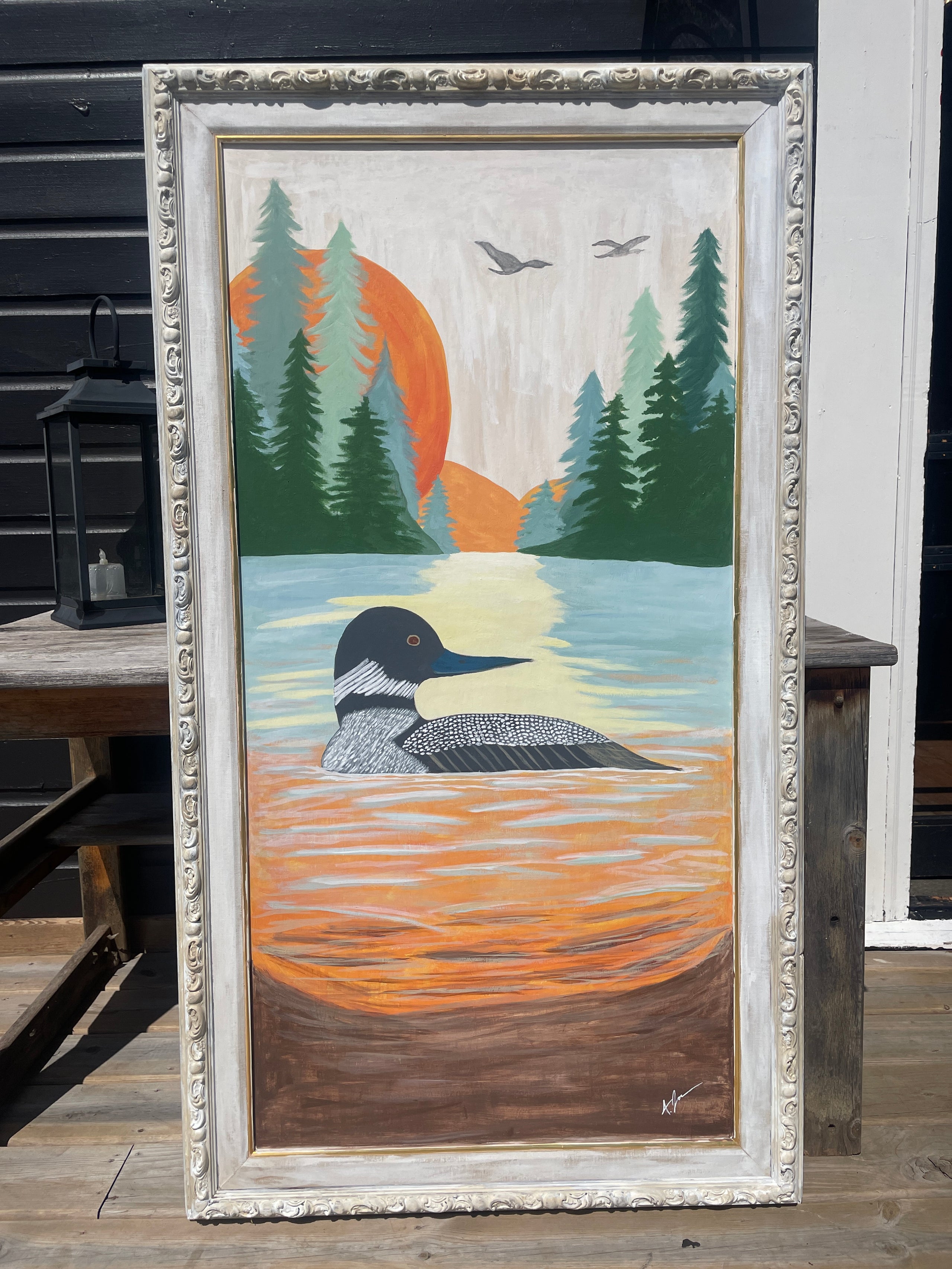 Northwoods Abstrct Loon Art | White Arrows Home The Shop